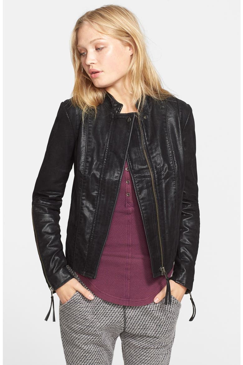 Faux Leather Jacket, Main, color, BLACK