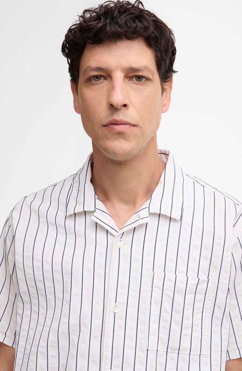 Barbour Park Pinstripe Cotton Seersucker Camp Shirt, Alternate, color, Whisper White