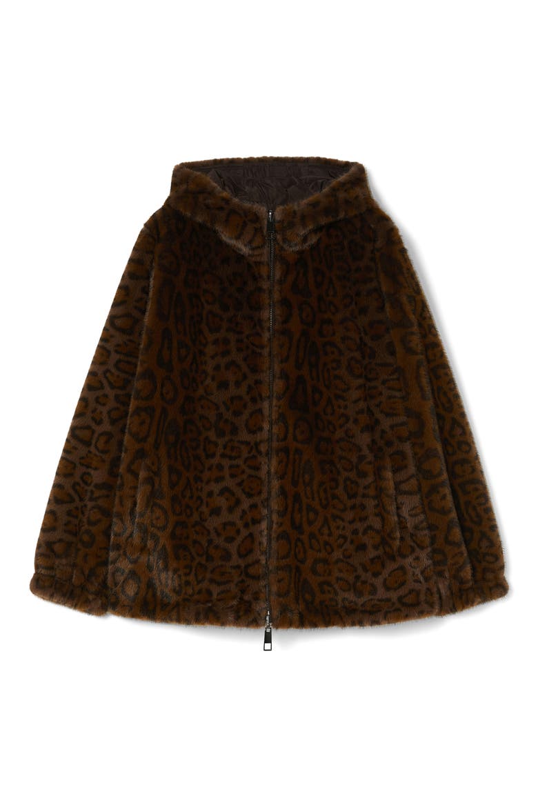 King Reversible Faux Fur Hooded Coat, Alternate, color, CHOCOLATE