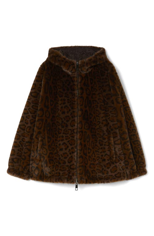 Marina Rinaldi King Reversible Faux Fur Hooded Coat In Brown
