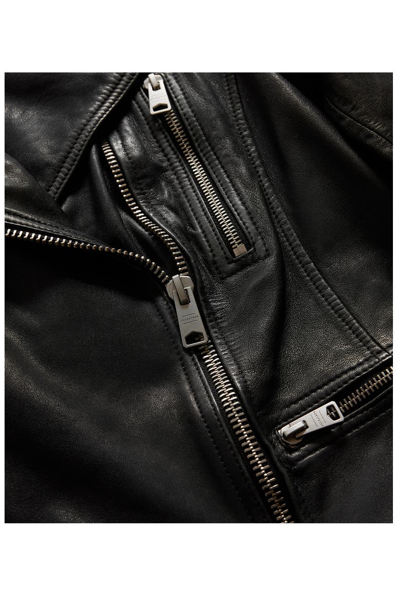Cargo Distressed Leather Biker Jacket, Alternate, color, BLACK/ GREY