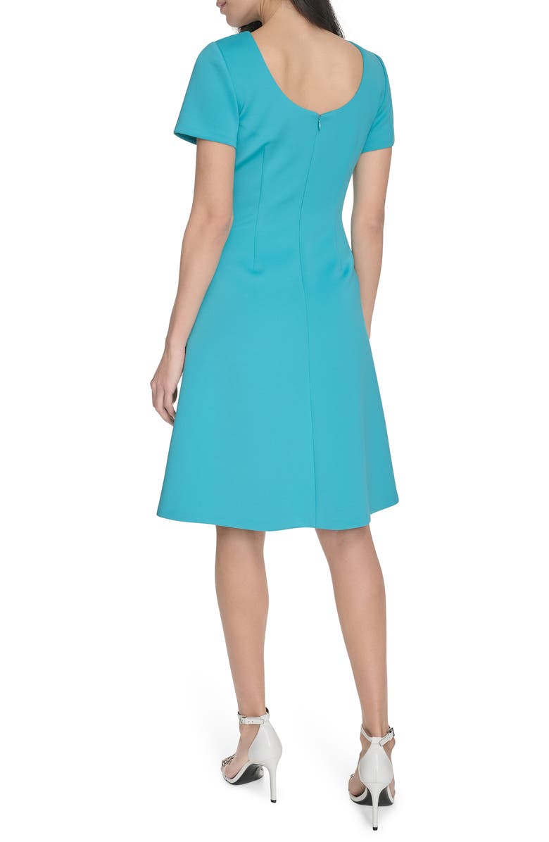 Calvin Klein Short Sleeve A-Line Dress, Alternate, color, Lake