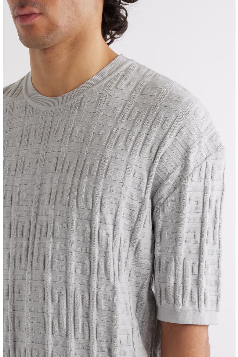 Logo Jacquard Short Sleeve Cotton Sweater, Alternate, color, PEARL GREY