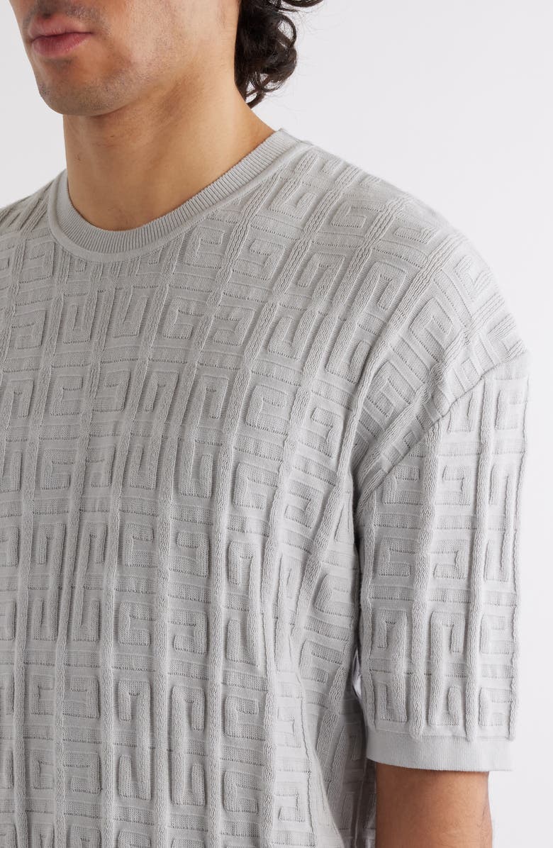 Givenchy Logo Jacquard Short Sleeve Cotton Sweater, Alternate, color,