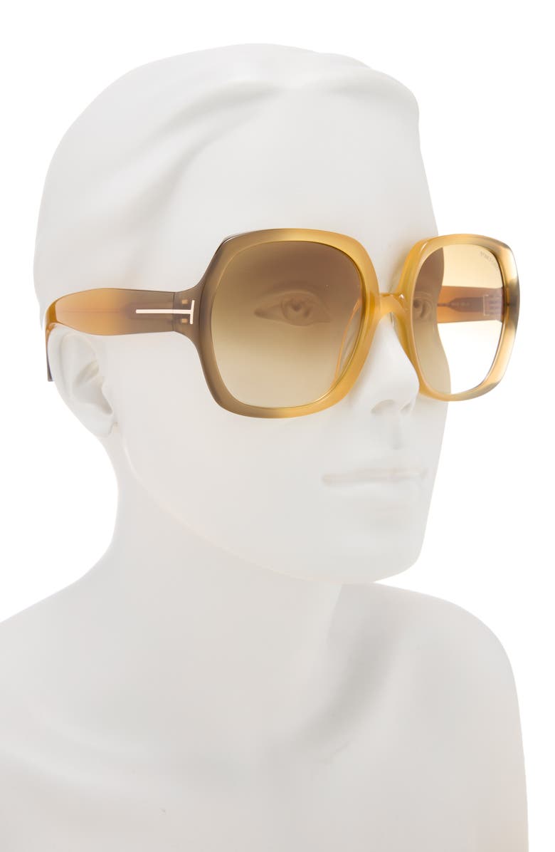TOM FORD 60mm Square Sunglasses, Alternate, color, Yellow / Gradient Brown