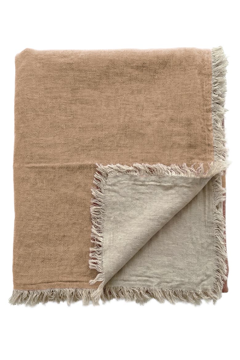 Reversible Linen Fringe Throw, Main, color, Rustic Orange