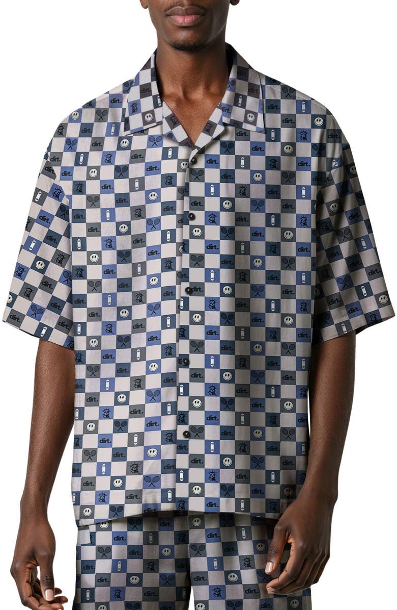 D.RT Icons Oversize Camp Shirt, Main, color, Blue/ White Multi