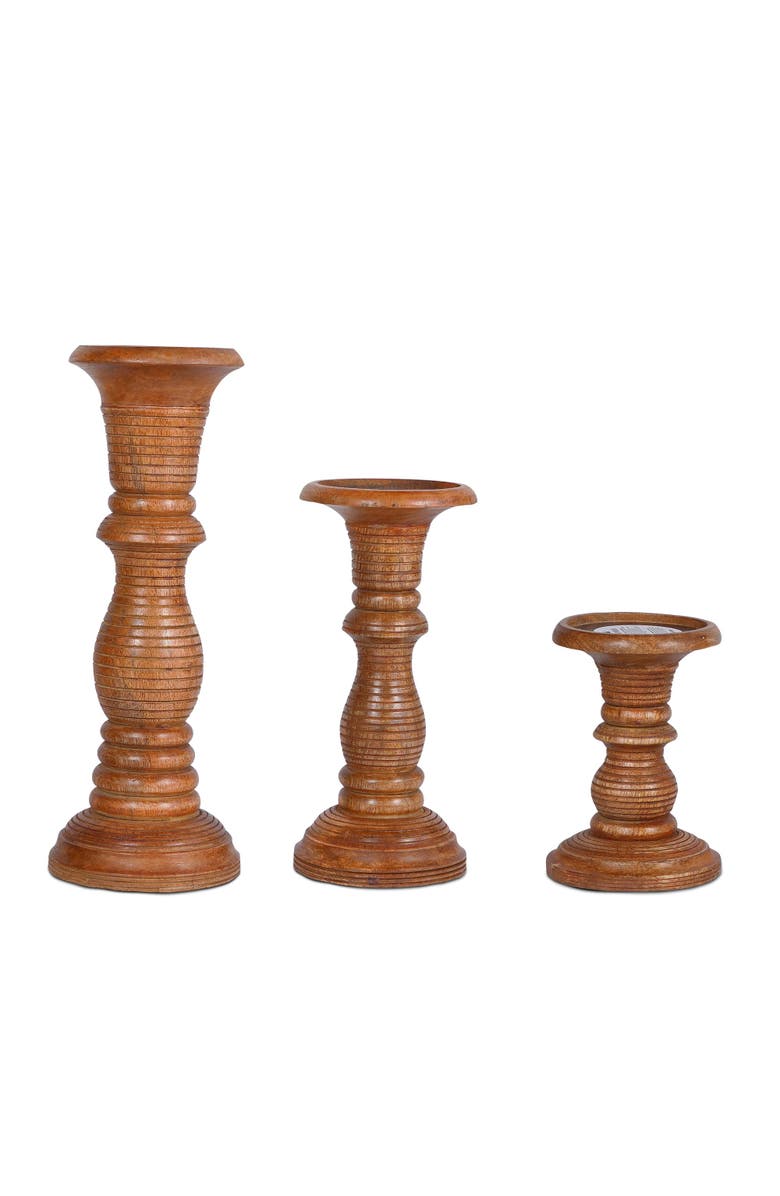 Mela Artisans Jharna Pillar Candleholder Set - Natural, Main, color, Natural