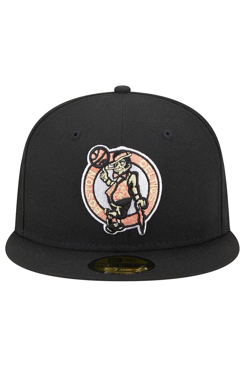 Men's New Era Black Boston Celtics Floral Side 59FIFTY Fitted Hat, Alternate, color, Black