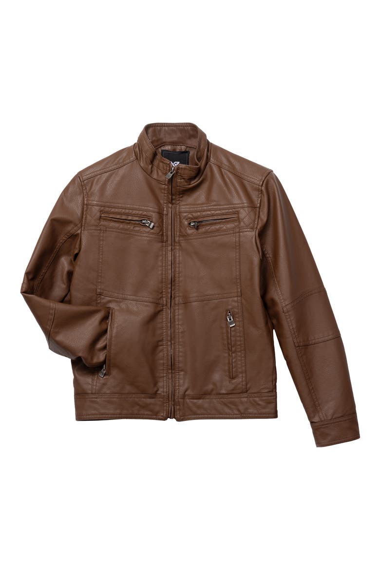 Faux Leather Casual Motorcycle Jacket, Main, color, TAN