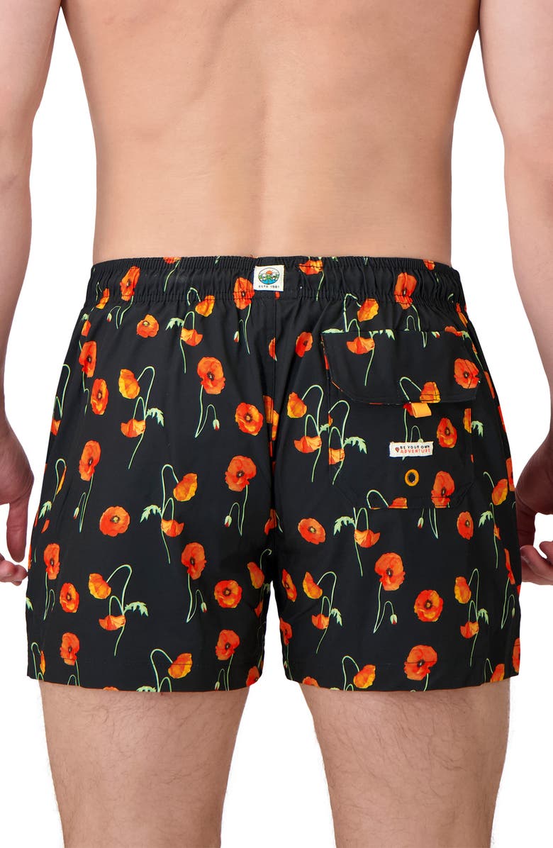Sunset x Vine Floral Swim Trunks, Alternate, color, Black