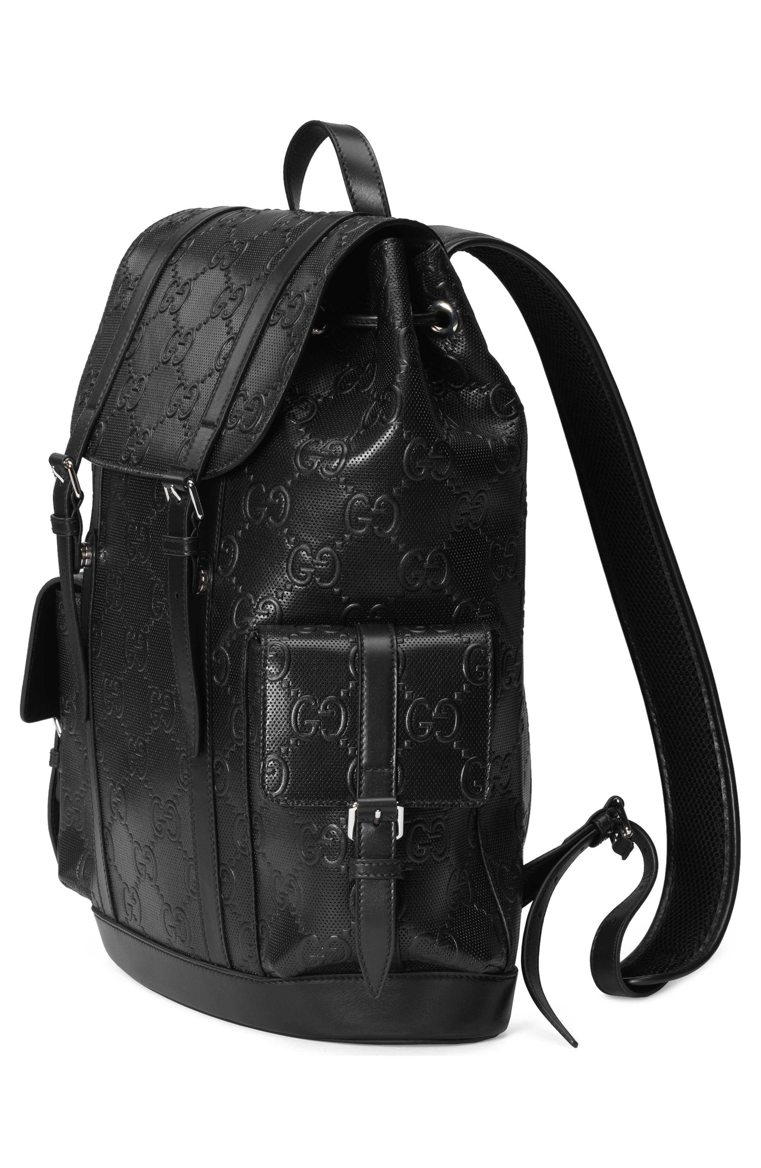 Gucci GG Embossed Leather Backpack, Alternate, color, 