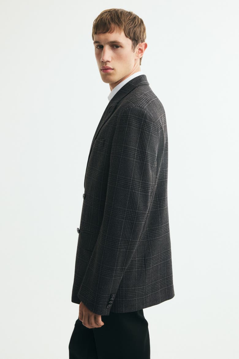 Relaxed-Fit Double-Breasted Jacket, Alternate, color, Dark gray/checked