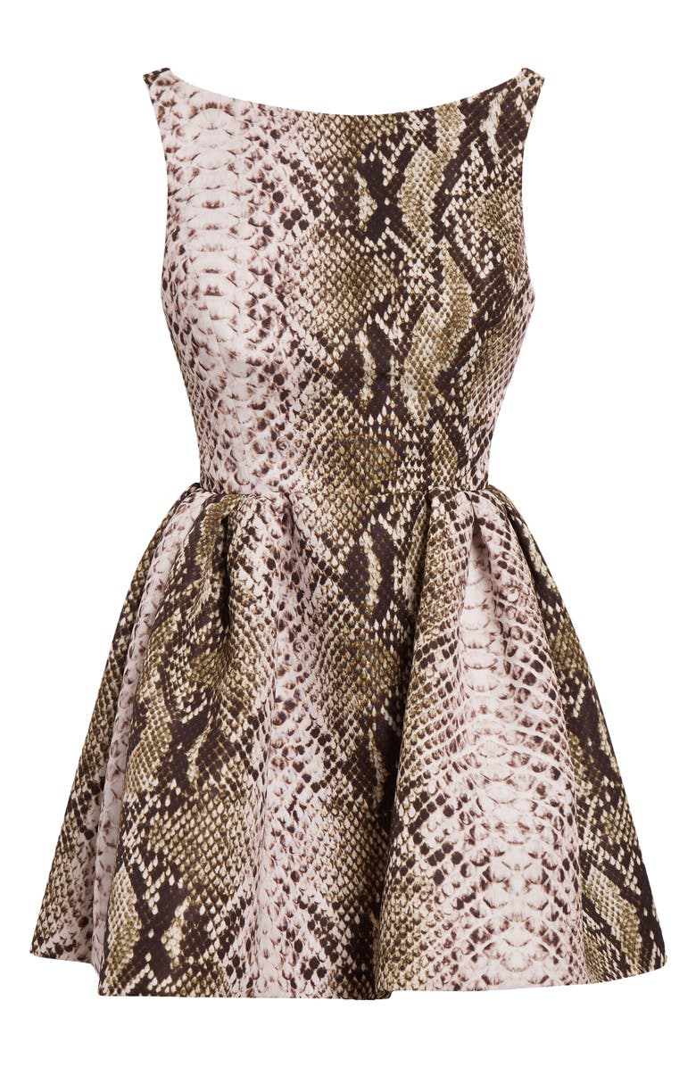 Oscar de la Renta Python Print Silk Faille Fit & Flare, Alternate, color,