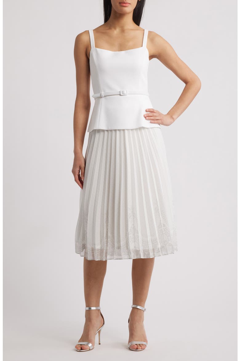 Mix Media Sleeveless Midi Dress, Main, color, IVORY MULTI