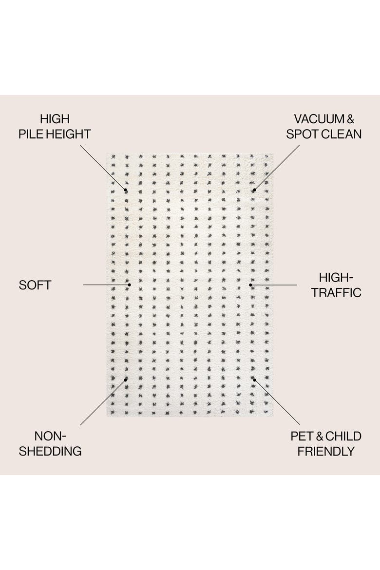 Pele Modern Geometric Dot Shag Area Rug, Alternate, color, White/Gray