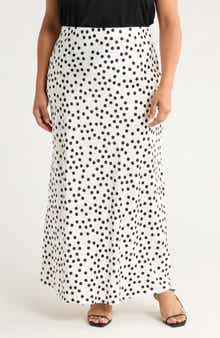 Renee C Polka Dot Satin Maxi Skirt