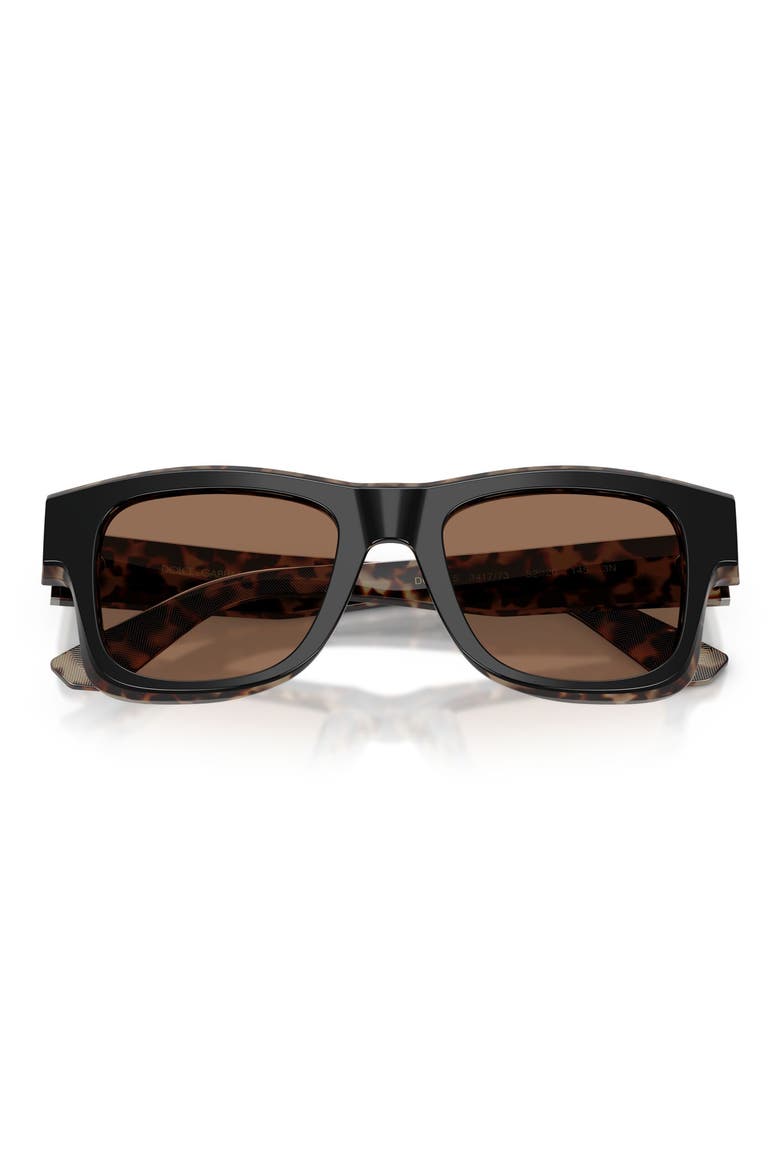 52mm Square Sunglasses, Alternate, color, BLACK ON RED HAVANA / BROWN