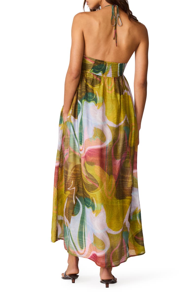 Steve Madden Yazmina Print Halter Maxi Dress, Alternate, color, Marble
