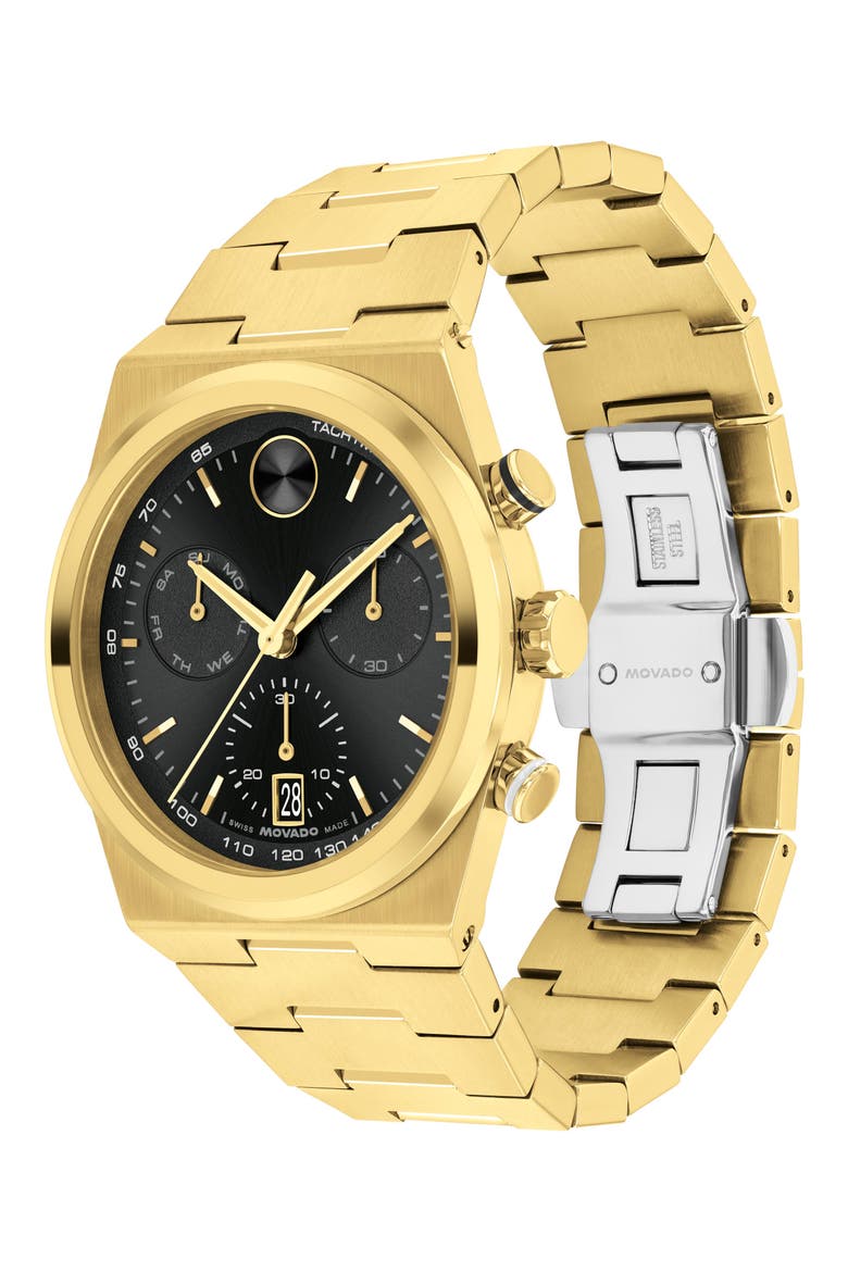 Bold Quest Chronograph Bracelet Watch, 42mm, Alternate, color, BLACK