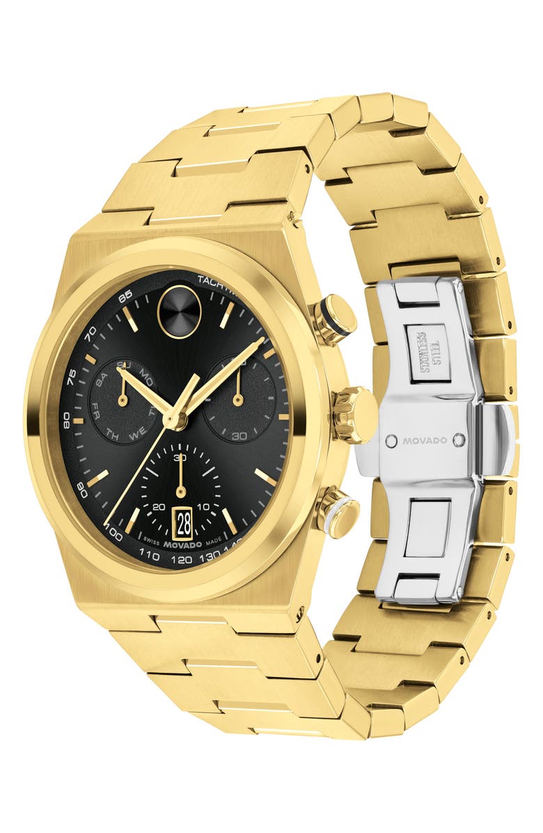 Movado Bold Quest Chronograph Bracelet Watch, 42mm, Alternate, color, Black