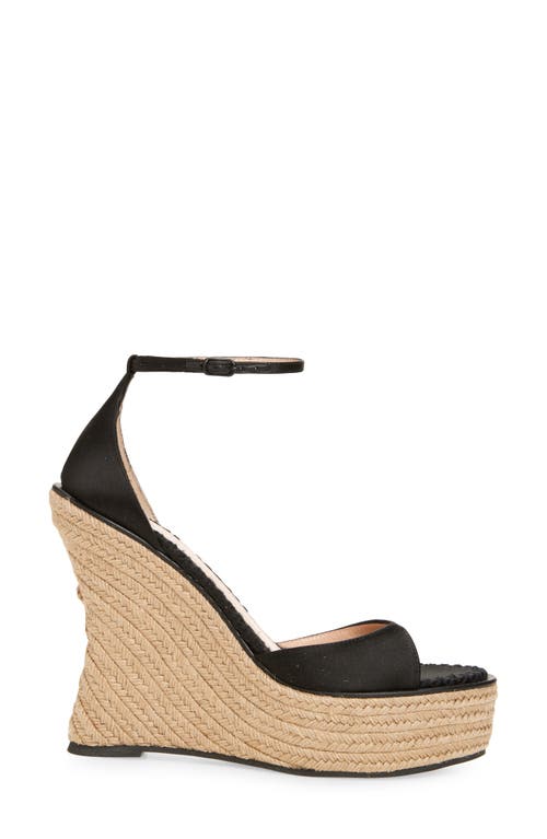Betzábe Isabel Espadrille Wedge In Black Satin
