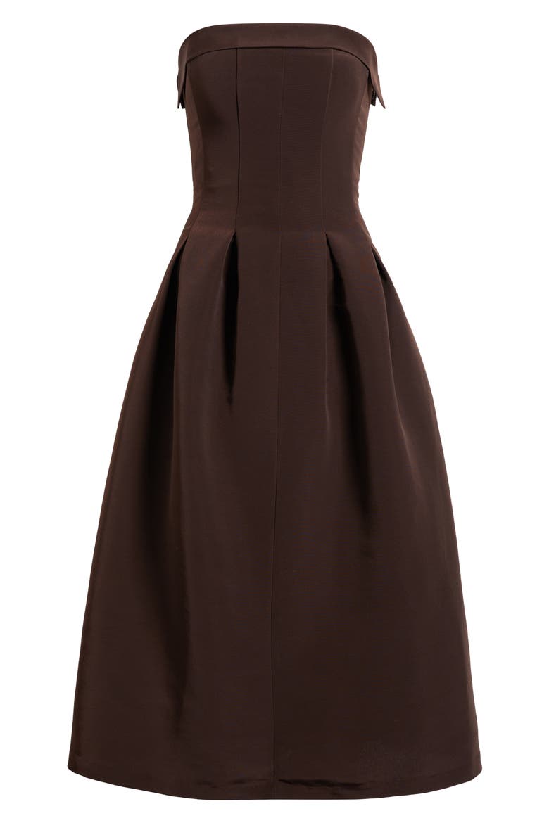 Strapless Foldover Midi Dress, Alternate, color, COFFEE BEAN