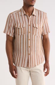 Frye Stripe Short Sleeve Button-Up Shirt