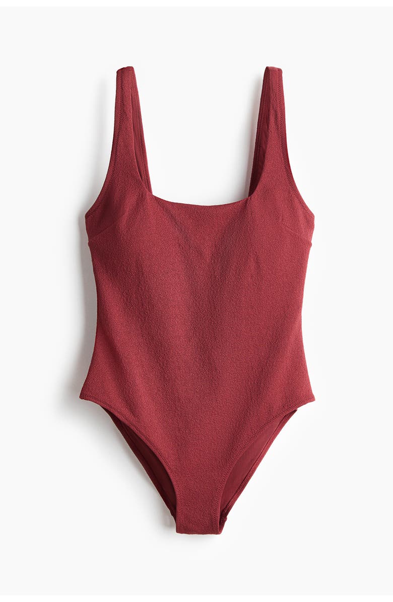 H&M Padded-cup Swimsuit, Main, color, Dark Red
