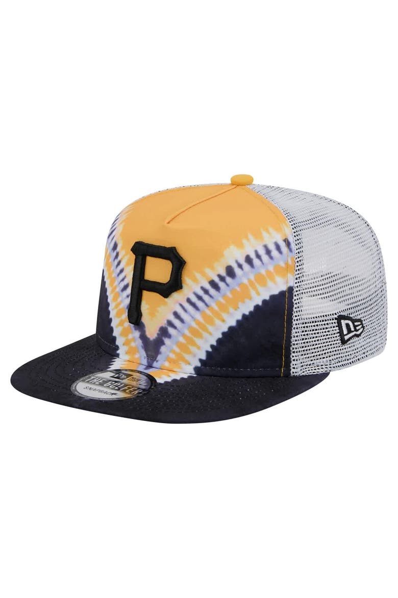 Men's New Era Pittsburgh Pirates Tie-Dye Golfer Trucker Adjustable Hat, Main, color, Black