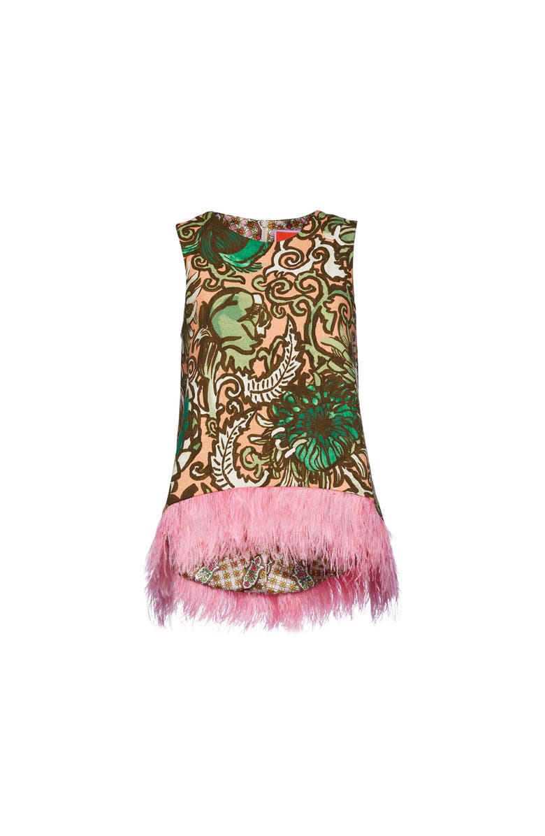 La DoubleJ La Scala Top With Feathers Anemone Pink Olive, Alternate, color, Anemone Pink Olive