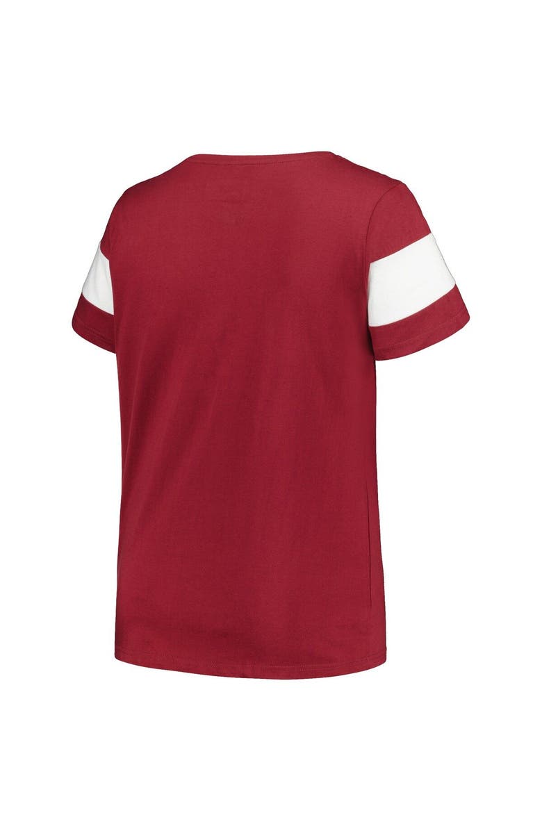 PROFILE Women's Profile Heather Garnet Florida State Seminoles Plus Size Arched City Sleeve Stripe V-Neck T-Shirt, Alternate, color,