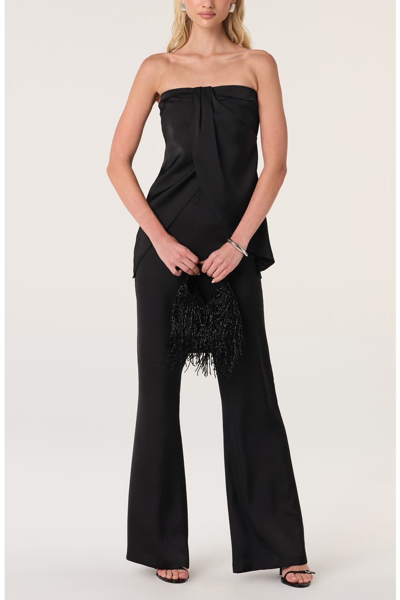 Keona Strapless Twisted Front Top, Alternate, color, BLACK