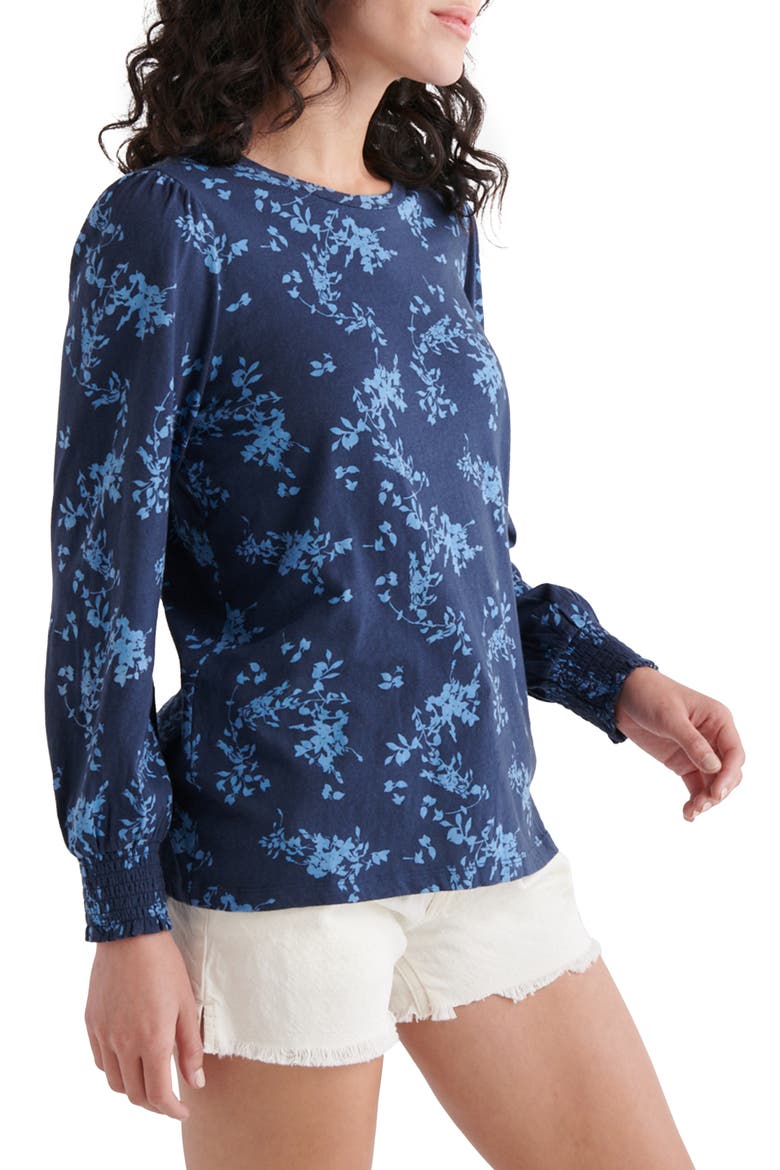 Floral Print Blouson Sleeve Top, Alternate, color, BLUE MULTI