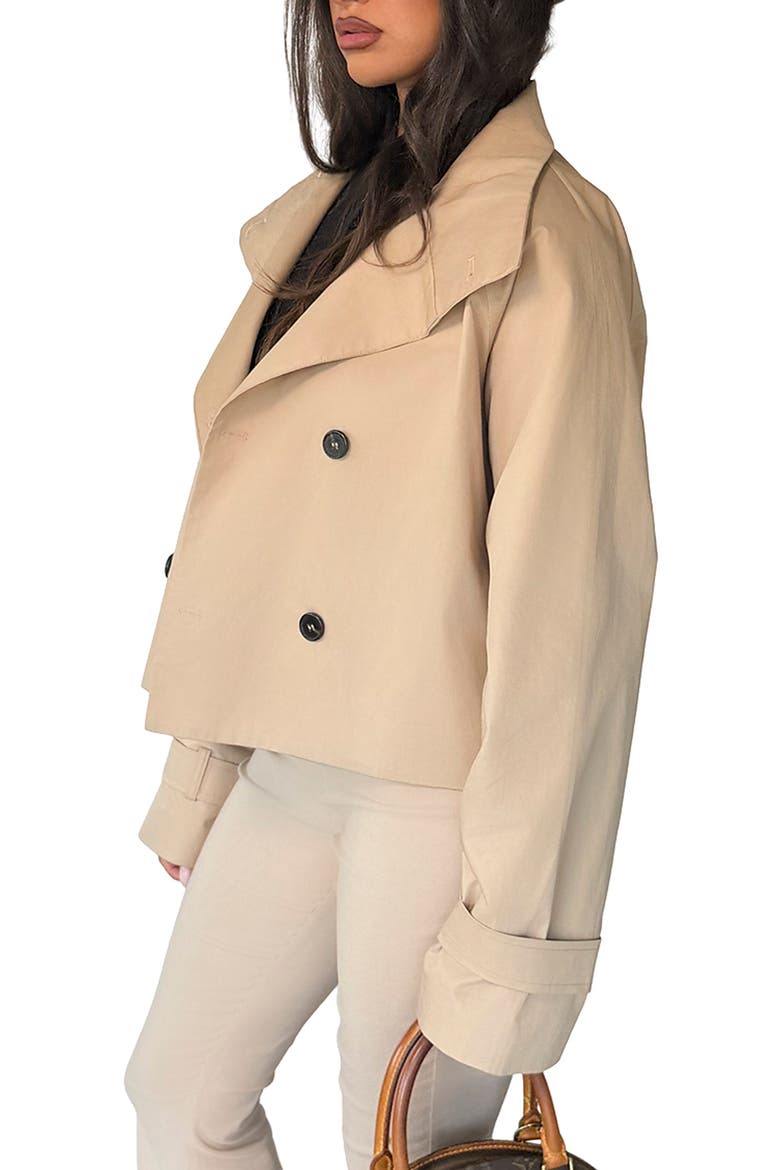 Ashleigh Cropped Trench Jacket, Alternate, color, KHAKI
