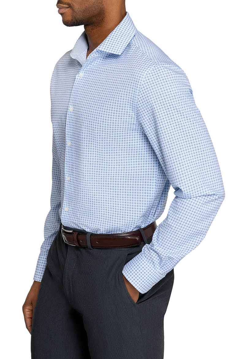 Cross Diamond Performance Dress Shirt, Alternate, color, WHITE/ BLUE