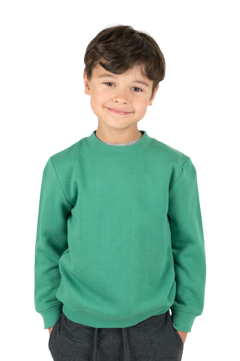 Kids Pullover Sweatshirt, Long Sleeve, Solid Colors, Main, color, GREEN