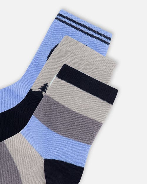 Deux Par Deux Boy 3-pack Knit Socks In Blue