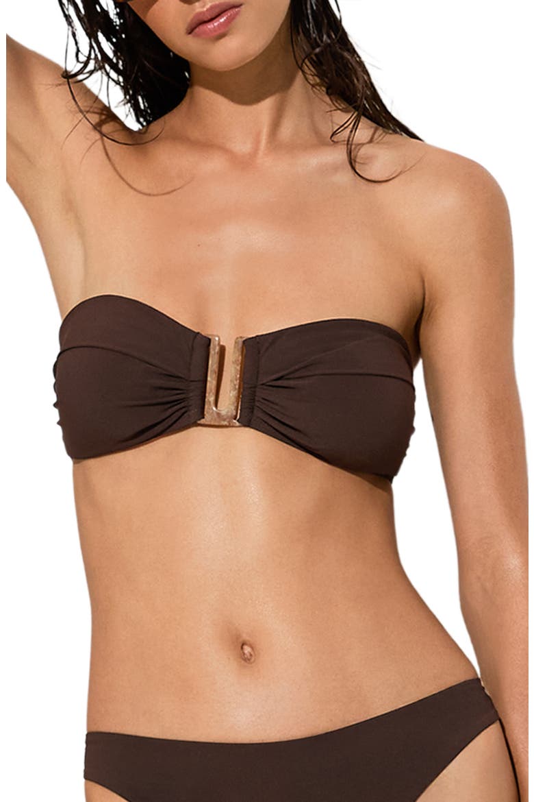 Carina Bandeau Bikini Top, Main, color, CHOCOLATE