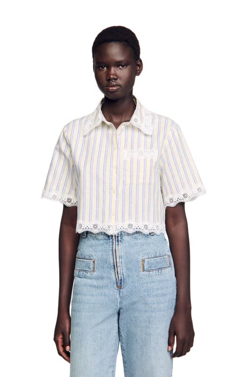 Sandro Striped Cropped Shirt In Multi