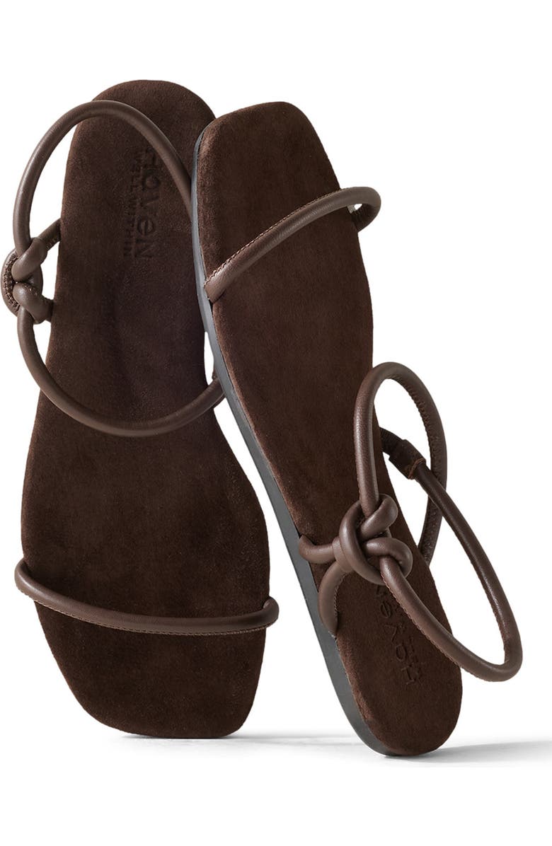 Haven Well Within Leather Double Strap Knot Sandals, Alternate, color, Coffee Bean