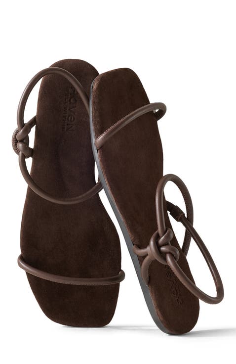 Leather Double Strap Knot Sandals