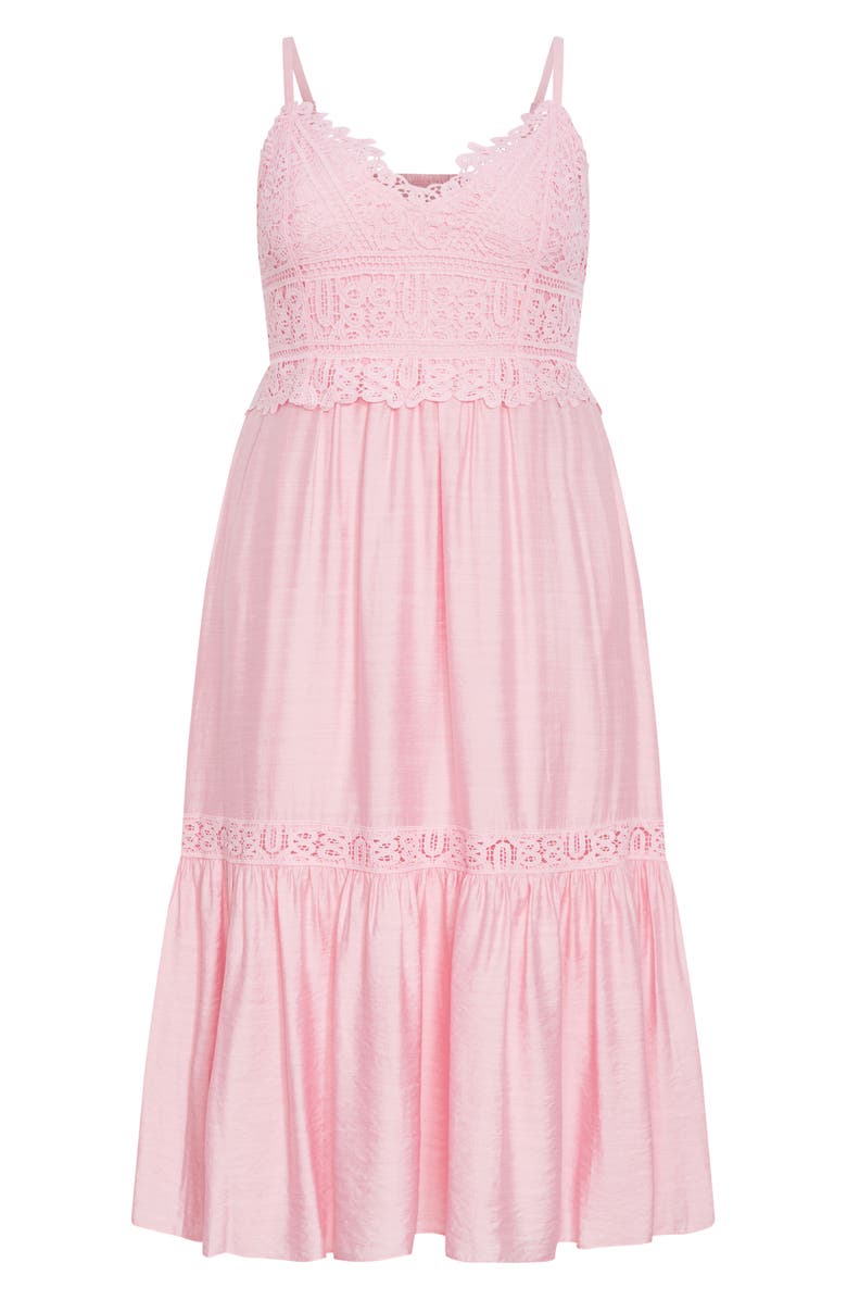 City Chic Brielle Lace Trim Maxi Sundress, Alternate, color, Pout