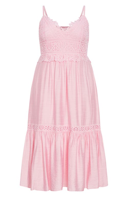 City Chic Brielle Lace Trim Maxi Sundress In Pink