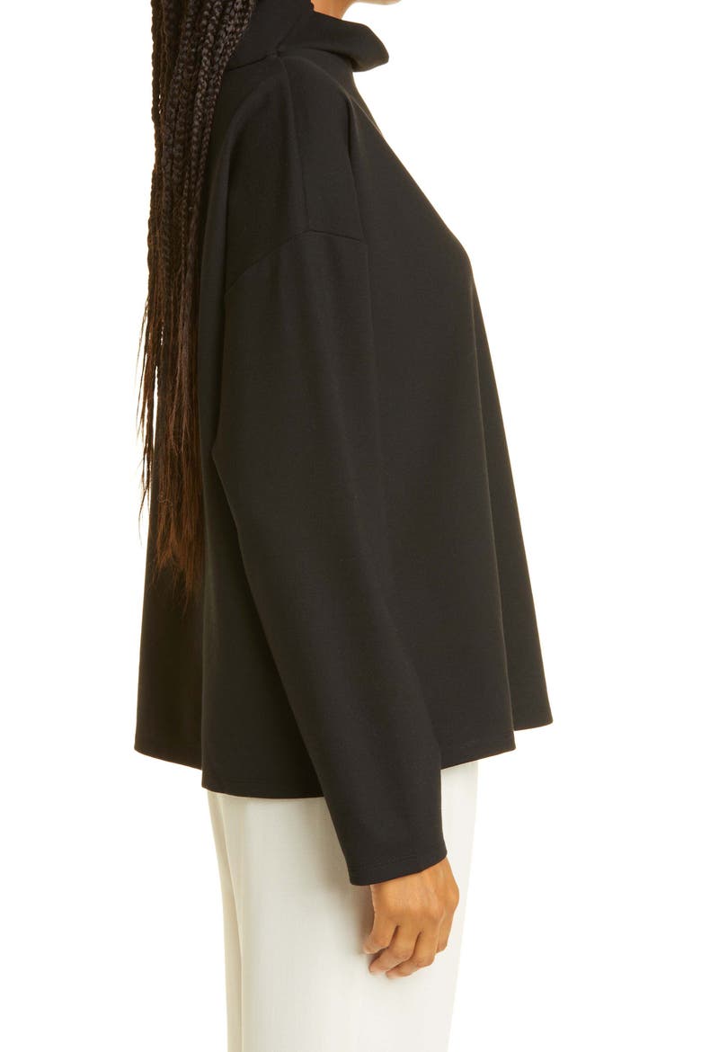Funnel Neck Ponte Knit Top, Alternate, color, BLACK