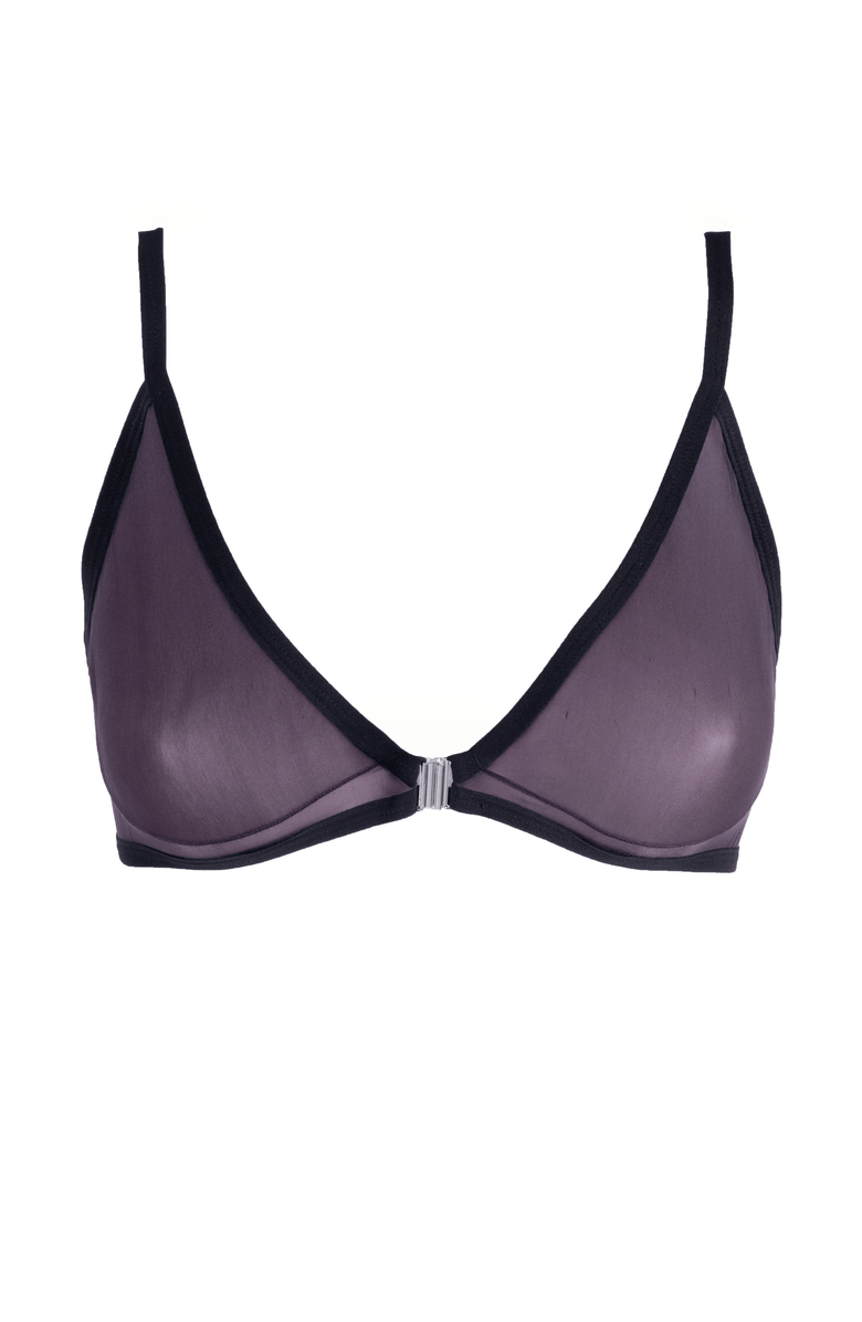 LECHERY<sup>®</sup> Lustrous Sheer Front Closure Triangle Bra, Alternate, color, Black
