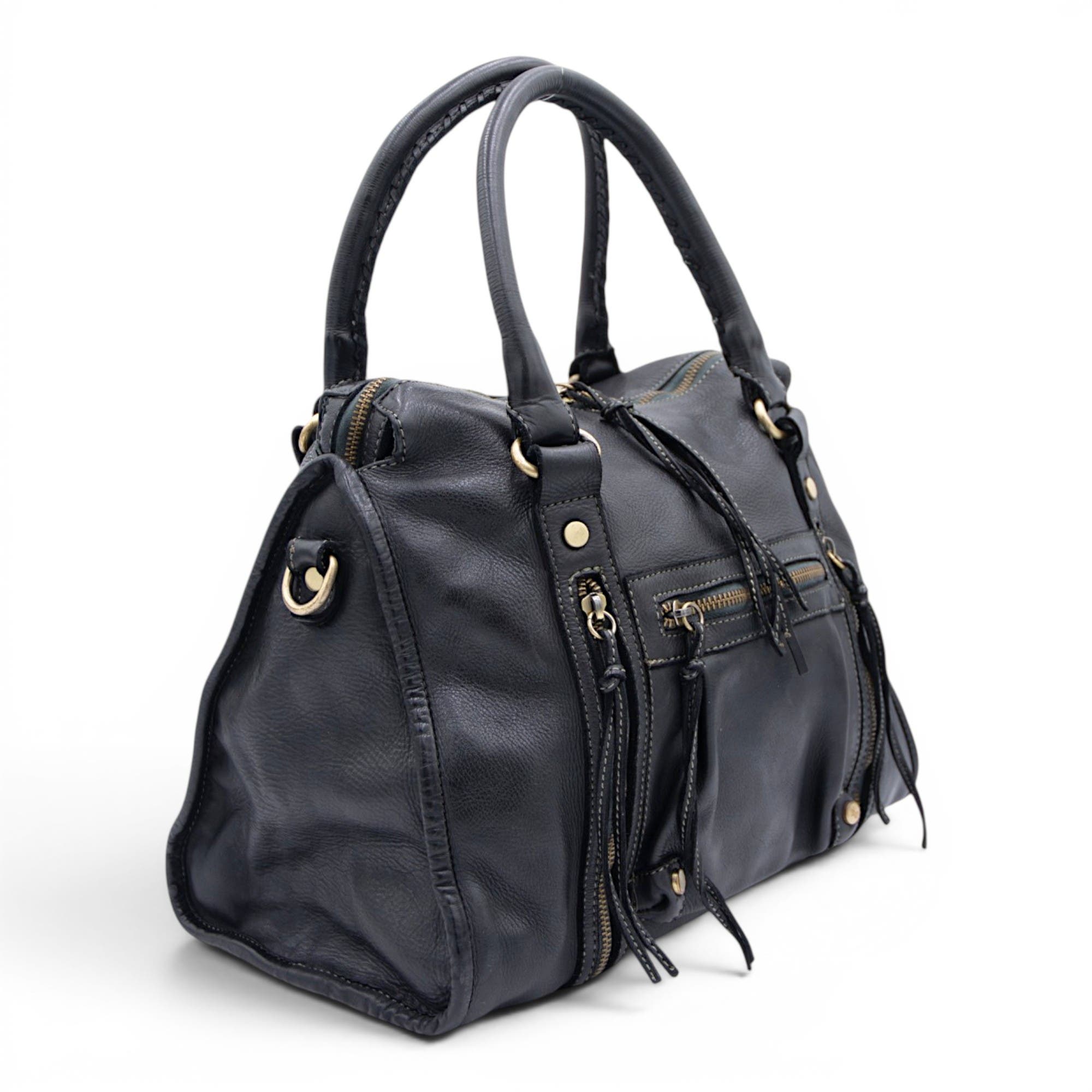 Bolsa Nova Handbags Large Pocket Satchel, Alternate, color, Black