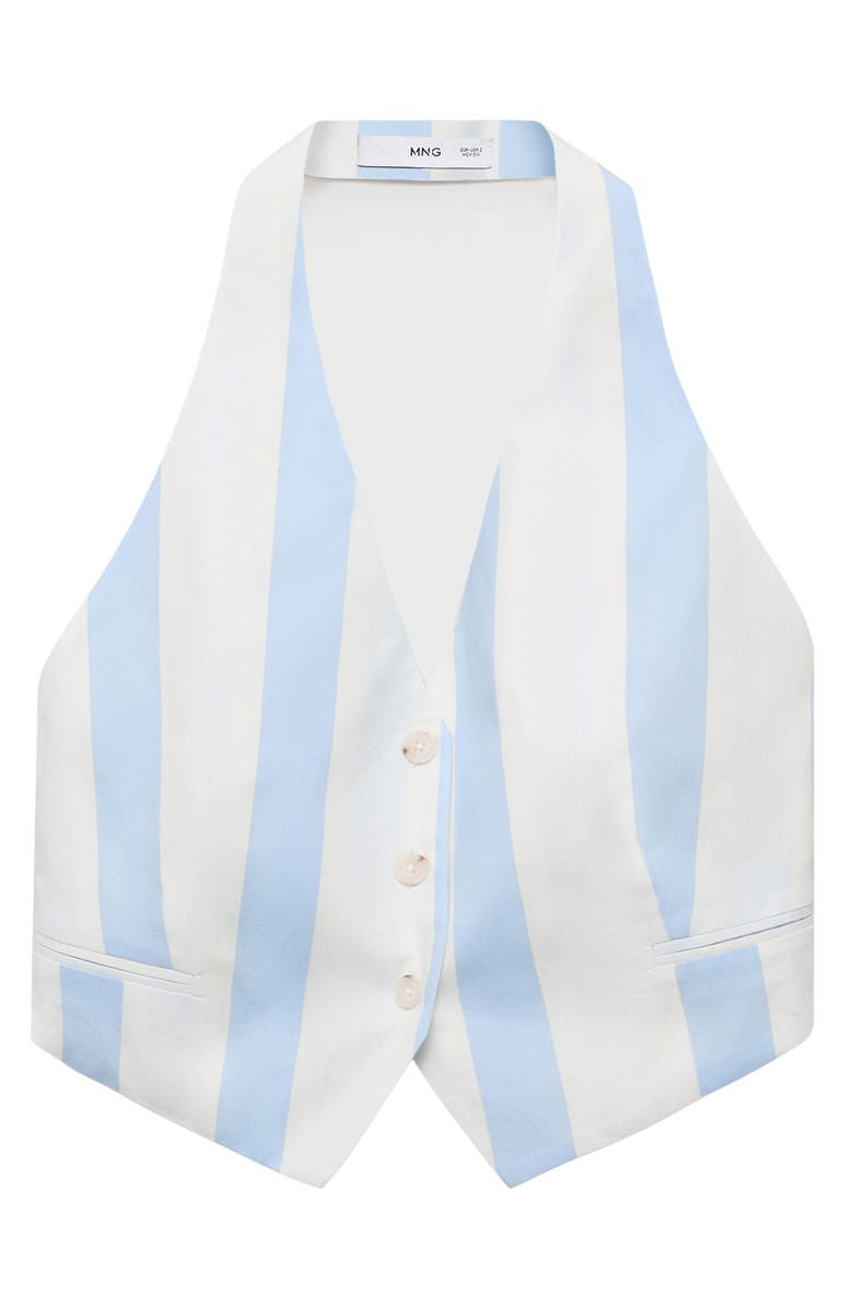 MANGO Stripe Cotton Blend Halter Vest, Alternate, color, Sky Blue