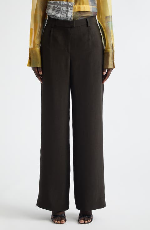 Washed Twill Straight Leg Trousers