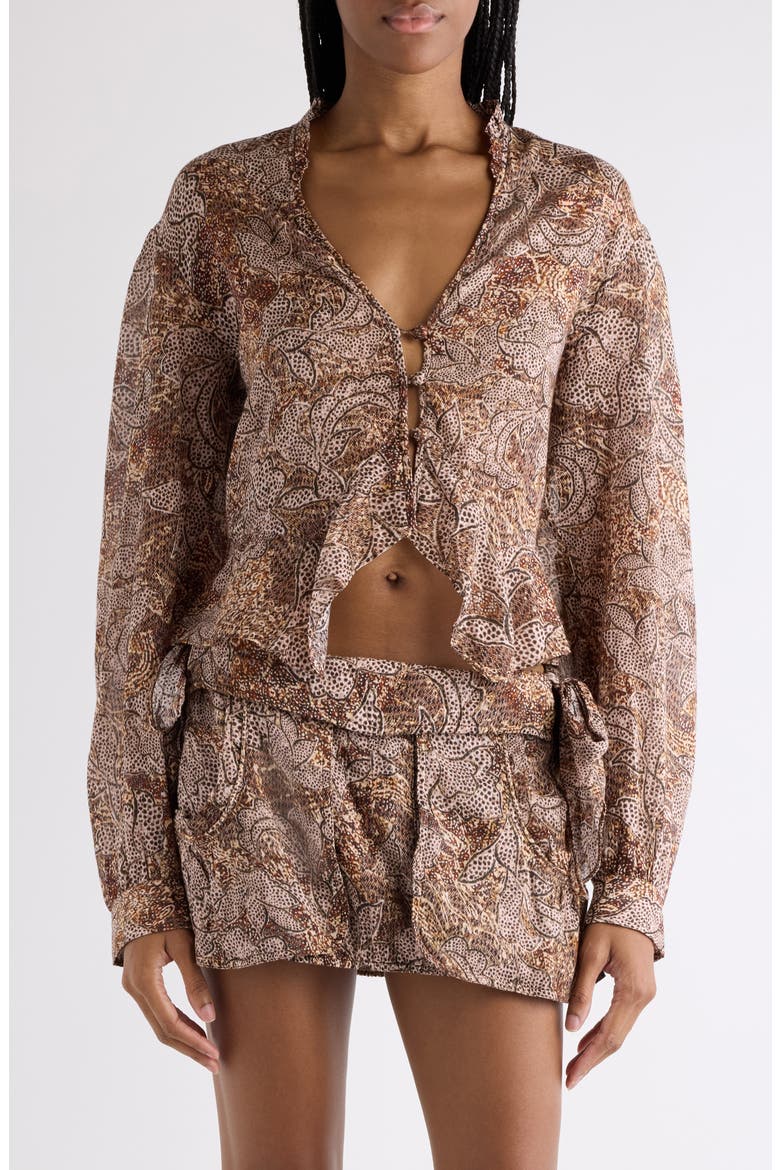Celeny Crop Cotton Voile Shirt, Main, color, OCHRE
